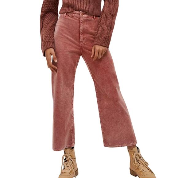 Pilcro Pants - Pilcro Corduroy High Rise Cropped Wide Leg Pants Dusty Rose Orange Women’s 24
